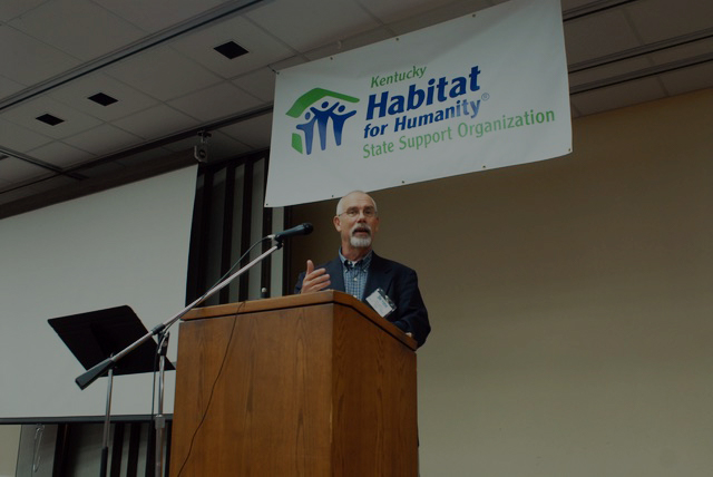 Kentucky Habitat state conference speaker at a podium